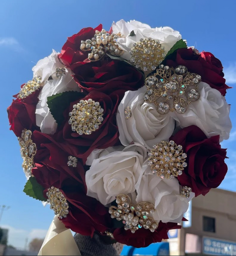 Quinceañera Bouquet in Burgundy and Ivory