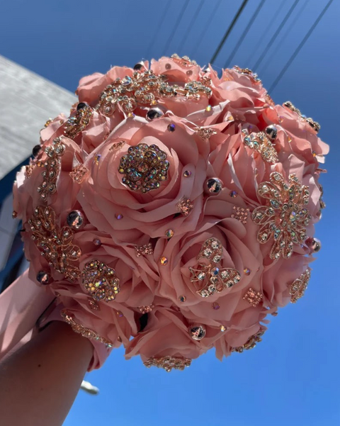 Quinceañera Bouquet in Dusty Rose Gold