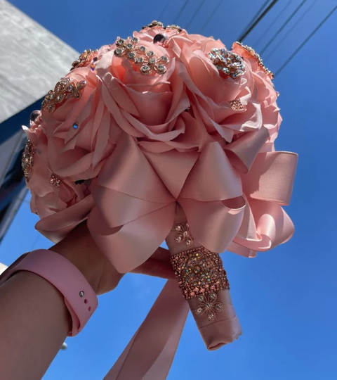 Quinceañera Bouquet in Dusty Rose Gold