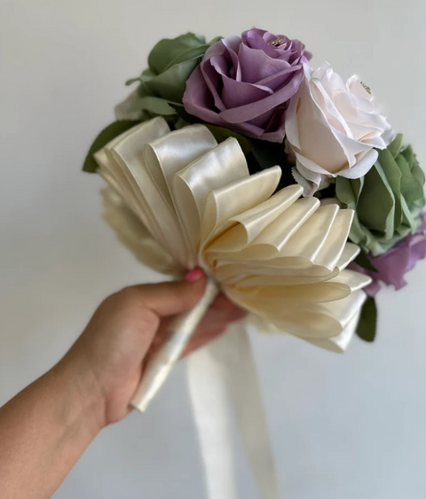 Quinceañera Bouquet in Sage Green lilac and Ivory