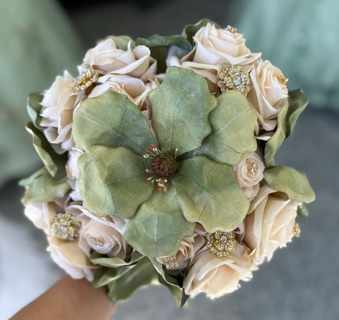 Quinceañera Bouquet in Sage and Champagne