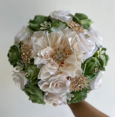 Quinceañera Bouquet in Sage and Ivory