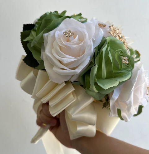 Quinceañera Bouquet in Sage and Ivory