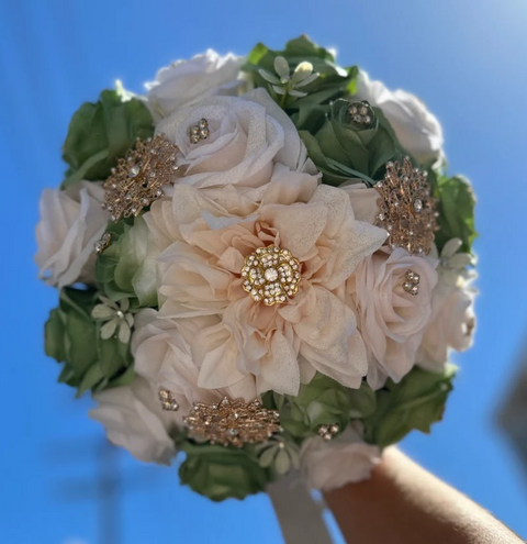 Quinceañera Bouquet in Sage and Ivory