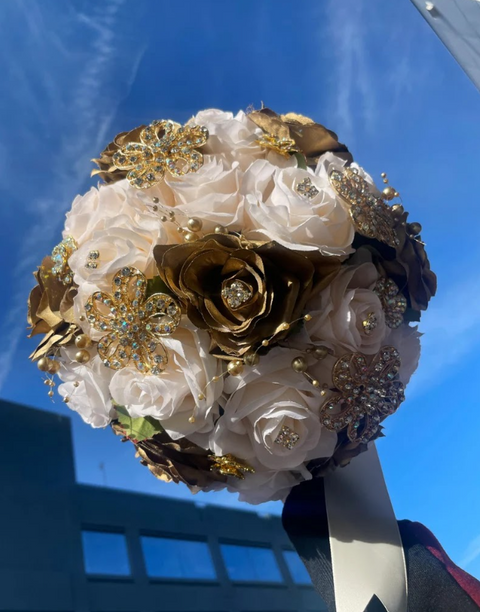 Quinceañera Gold and Ivory Bouquet