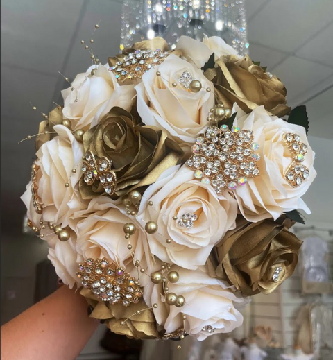 Quinceañera Gold and Ivory Bouquet