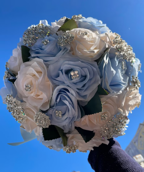 Quinceañera Ice Blue Ivory Bouquet