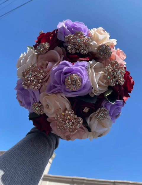Quinceañera Lilac Pink Burgundy Bouquet