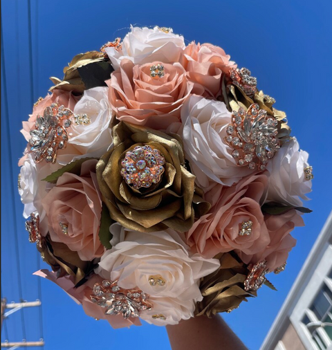 Quinceañera Bouquet in Blush Ivory and Gold