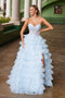 Nox Anabel R1688 Strapless A-Line Gown with Tiered Ruffles and Slit