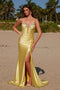 Nox Anabel R1689 Sleek Satin Fitted Corset Gown with Slit