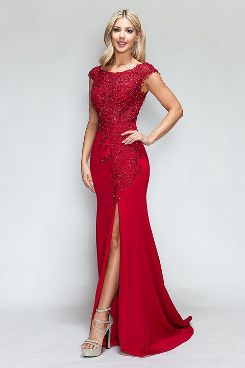 Beaded Formal Long Floral Dress Lenovia 8343