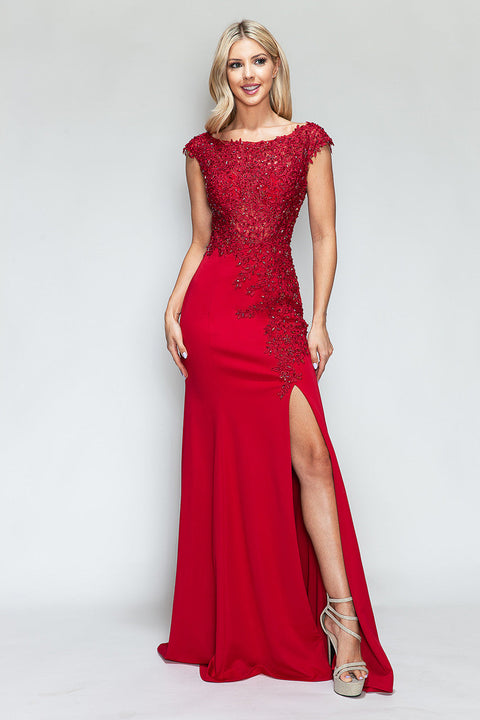 Beaded Formal Long Floral Dress Lenovia 8343