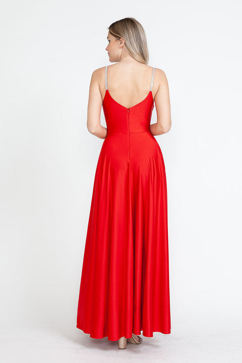 A Line Formal Slit Long Prom Dress Lenovia 5275