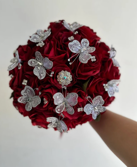 Red Butterfly Bouquet for Quinceañera