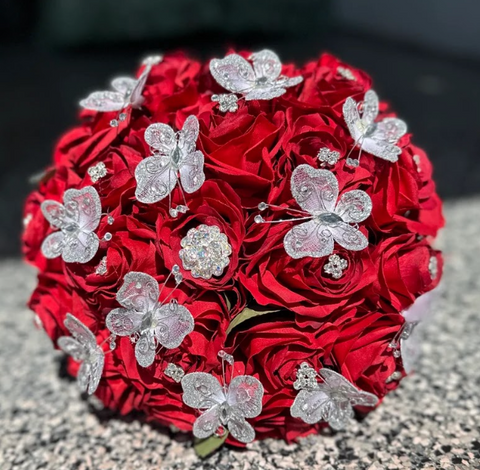 Red Butterfly Bouquet for Quinceañera
