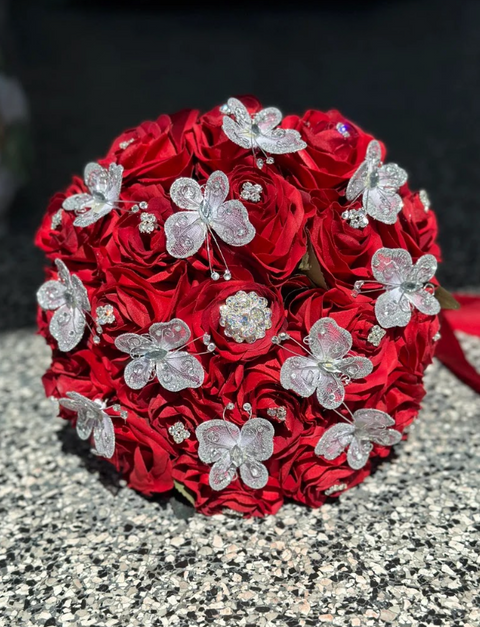 Red Butterfly Bouquet for Quinceañera