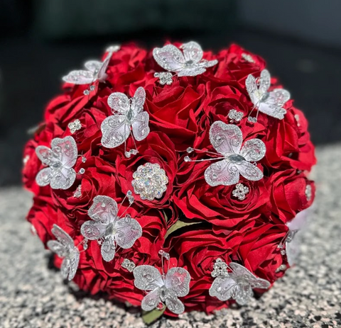 Red Butterfly Bouquet for Quinceañera