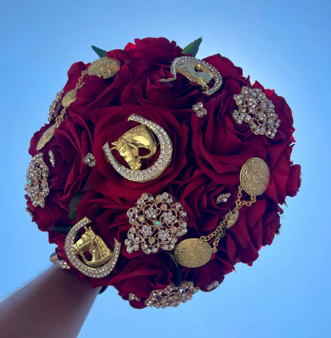 Red Charro Themed Bouquet for Quinceañera
