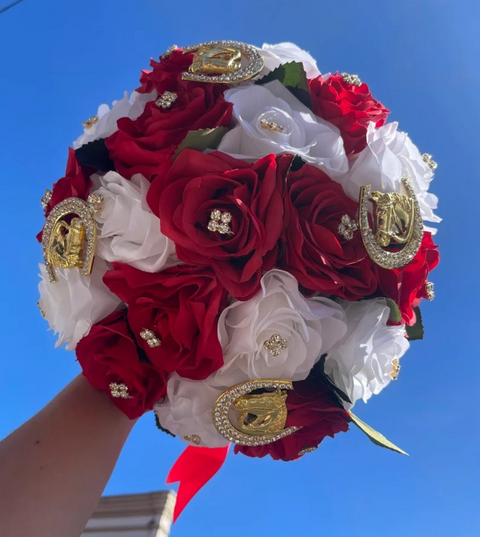 Red White Charro Bouquet for Quinceañera