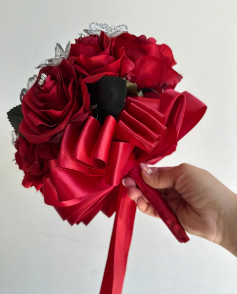Red with Butterflies Bouquet for Quinceañera