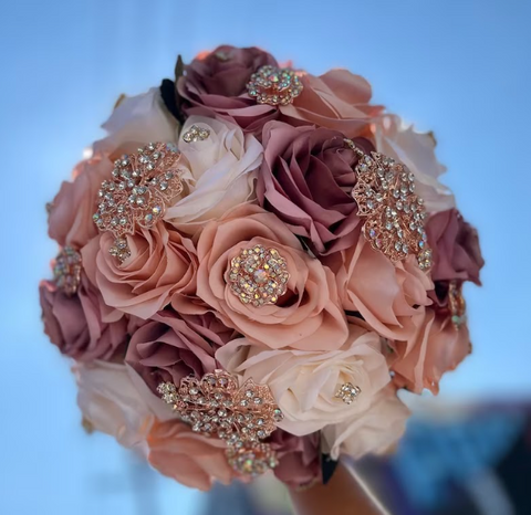 Rose Gold Mauve Bouquet for Quinceañera