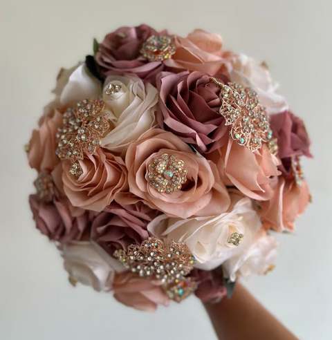 Rose Gold Mauve Bouquet for Quinceañera