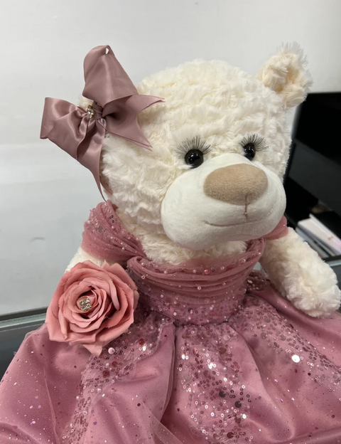 Rose Mauve Quinceañera Teddy Bear
