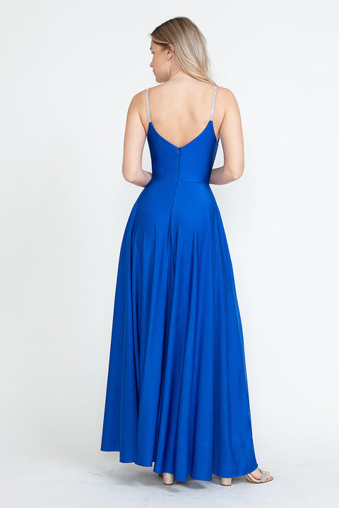 A Line Formal Slit Long Prom Dress Lenovia 5275