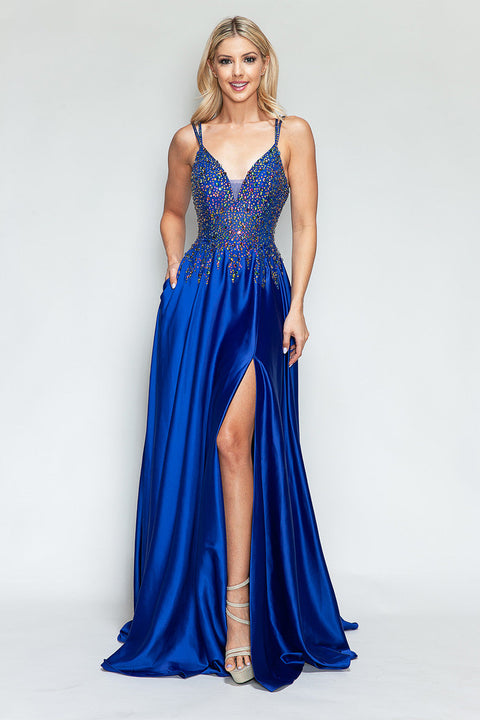 Slit Prom Long Formal Dress Lenovia 8331