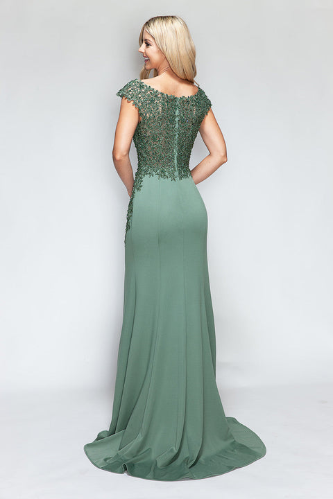 Beaded Formal Long Floral Dress Lenovia 8343