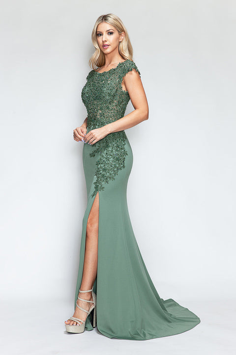 Beaded Formal Long Floral Dress Lenovia 8343
