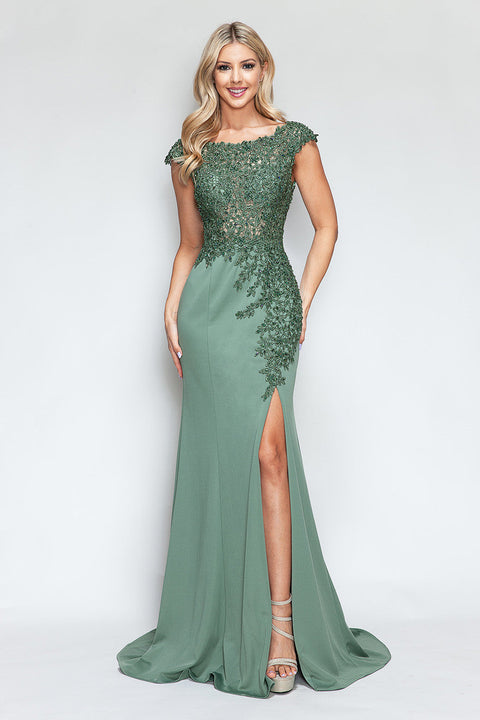 Beaded Formal Long Floral Dress Lenovia 8343
