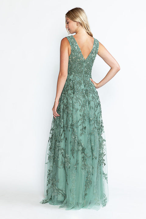 A Line Long Formal Lace Dress Lenovia 8337