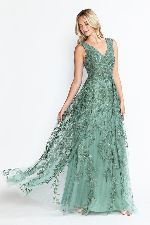 A Line Long Formal Lace Dress Lenovia 8337