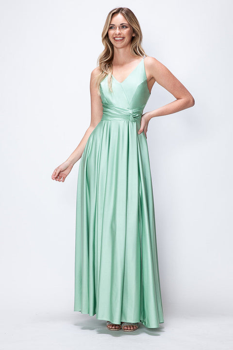 A Line Formal Slit Long Prom Dress Lenovia 5275
