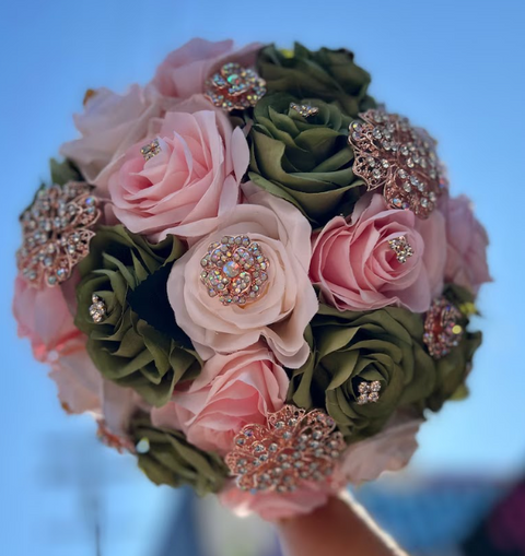 Quinceañera Bouquet in Sage Pink and Ivory