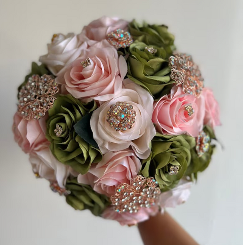 Quinceañera Bouquet in Sage Pink and Ivory