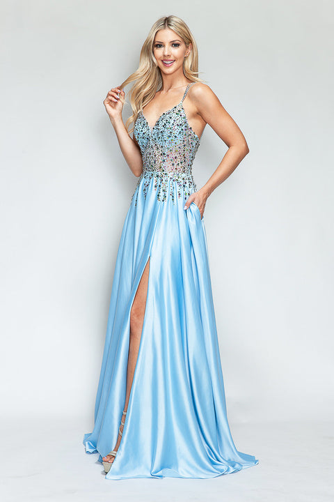 Slit Prom Long Formal Dress Lenovia 8331