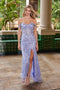 Nox Anabel T1504 Off-the-Shoulder Sequin Print Gown with Side Slit