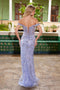 Nox Anabel T1504 Off-the-Shoulder Sequin Print Gown with Side Slit