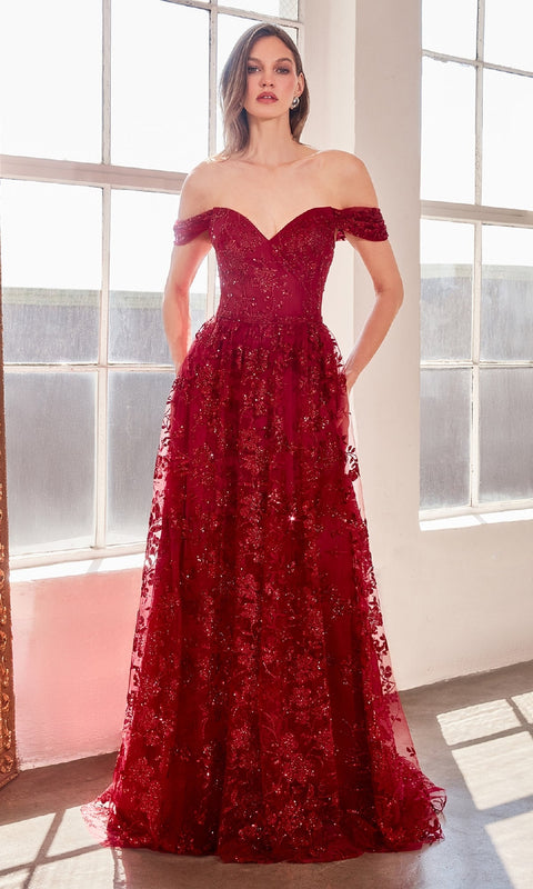 Ladivine T607 Long Glitter‑Print Prom Gown with Elegant Silhouette