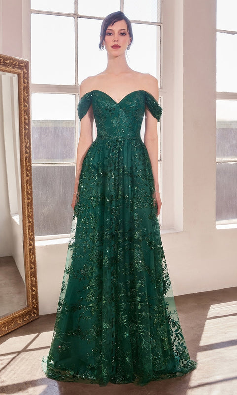Ladivine T607 Long Glitter‑Print Prom Gown with Elegant Silhouette