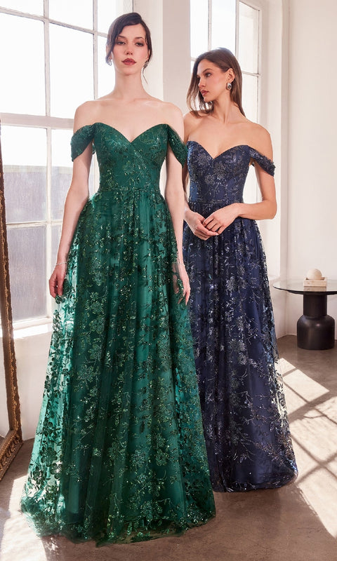 Ladivine T607 Long Glitter‑Print Prom Gown with Elegant Silhouette