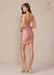 Strapless Satin Short Dress with Slit by Nox Anabel T867