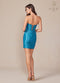 Strapless Satin Short Dress with Slit by Nox Anabel T867