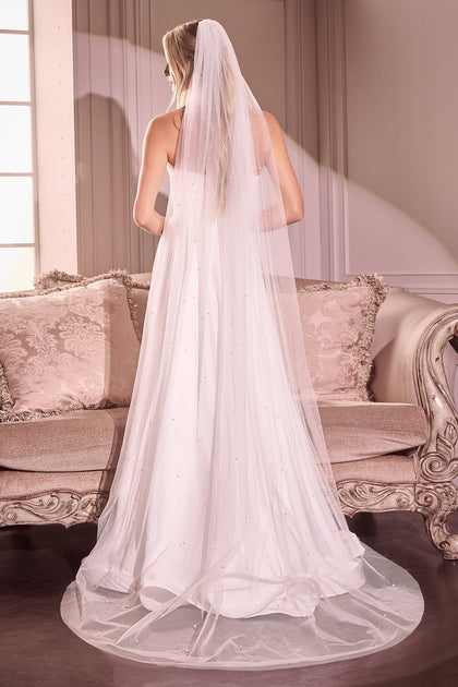 Off White Ladivine V007 Pearl Drops Chapel Veil by Ladivine by Cinderella Divine