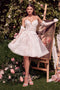 Ladivine WL020 Lace Strapless Short Bridal Dress with Gloves