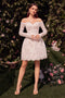 Ladivine WL021 Lace Long-Sleeve Short Bridal Dress