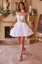 Ladivine WL025 Strapless Feather-Embellished Short Bridal Dress